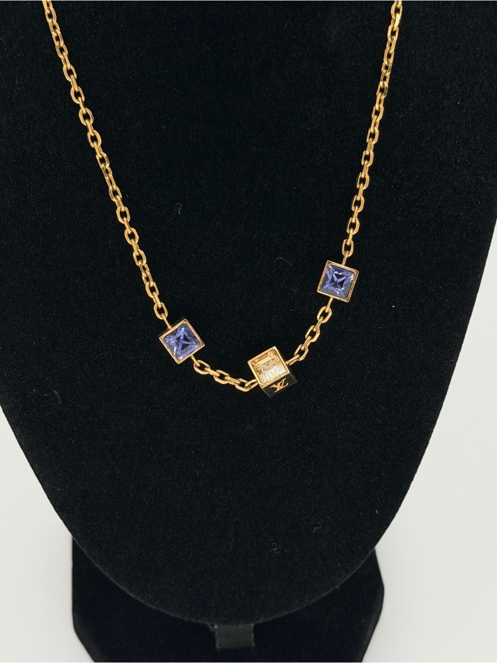 Louis Vuitton Gamble Necklace Gold with Purple and Clear Swarovski Crystals - Picture 11 of 13